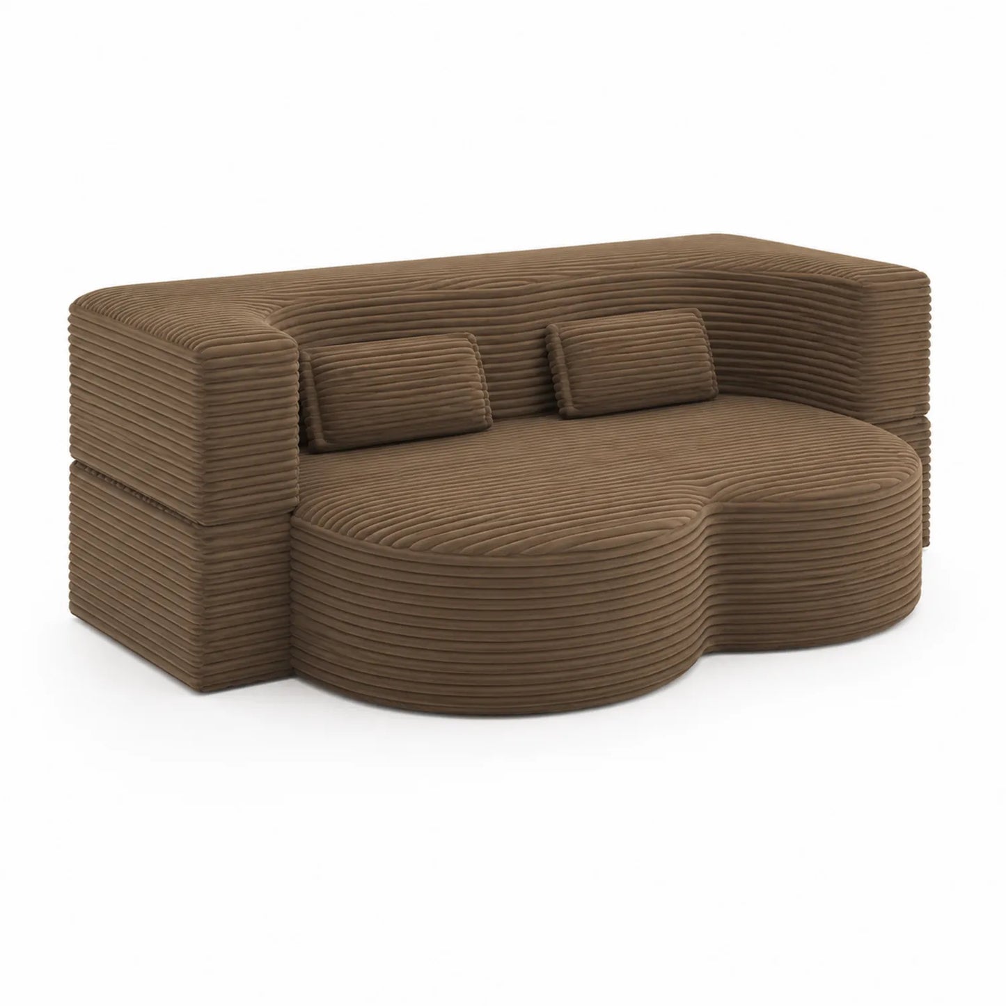 Sofa aus Cord mit Kissen 200cm Braun