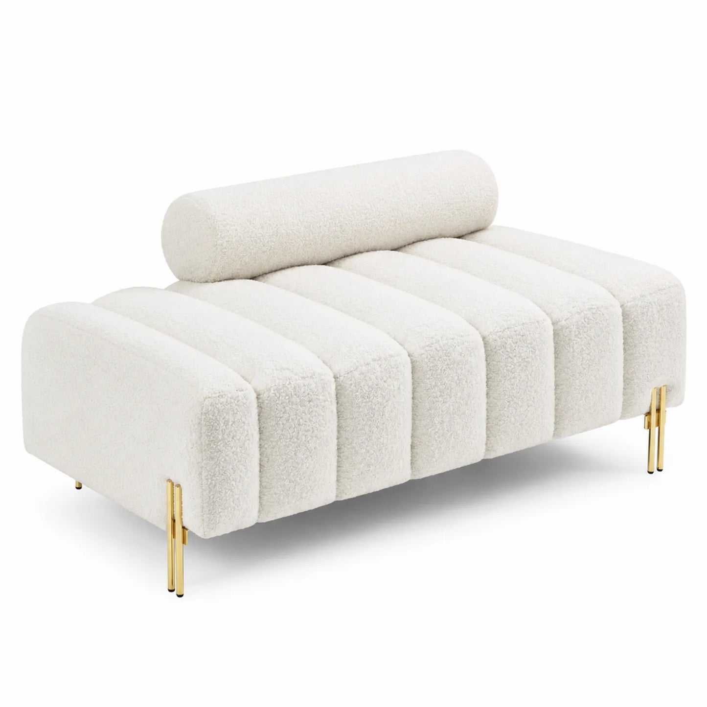 Beiges Sofa aus Bouclé-Stoff mit goldenen Edelstahlbeinen 180cm