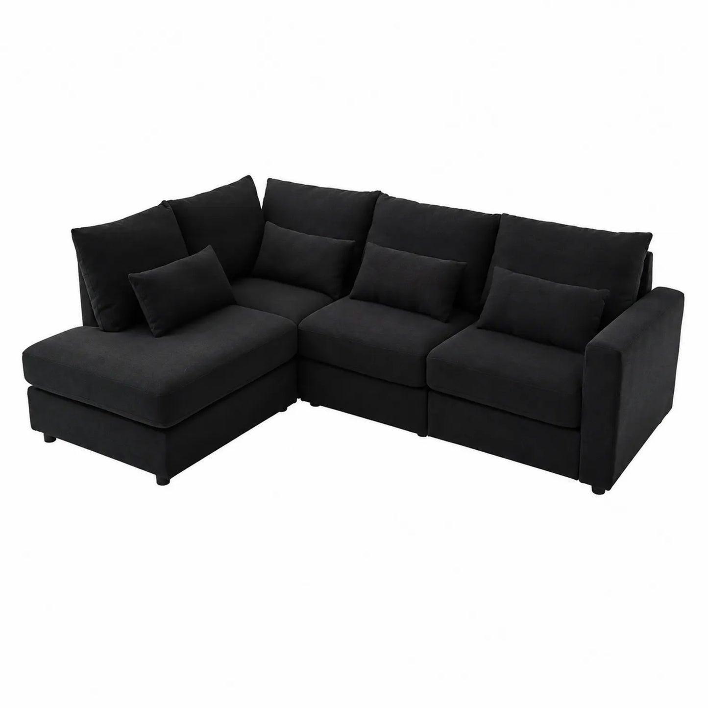 Ecksofa Set Schwarz Stoff 270x210x85 cm