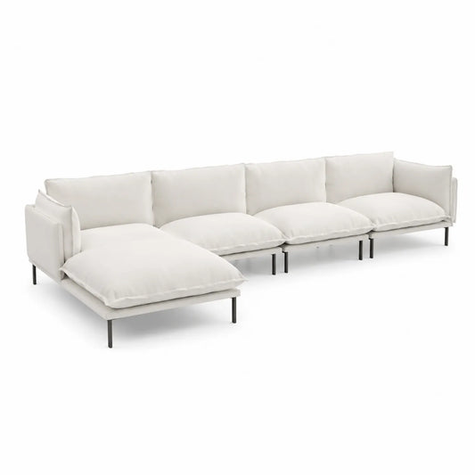 Ecksofa aus Metall und Polyester mit Chaiselongue Weiß 280 cm