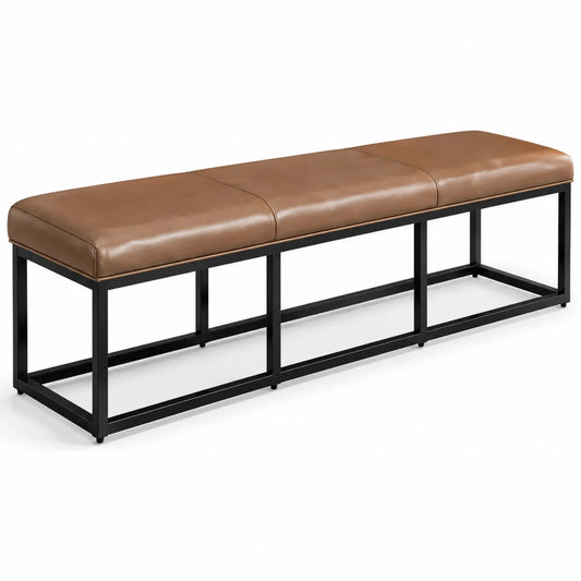 Polsterbank Leder Braun mit Metallrahmen