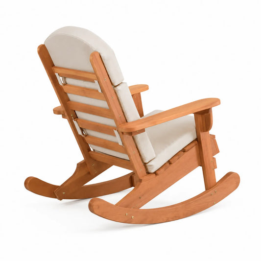 Holz Schaukelstuhl mit Polyesterbezug Beige