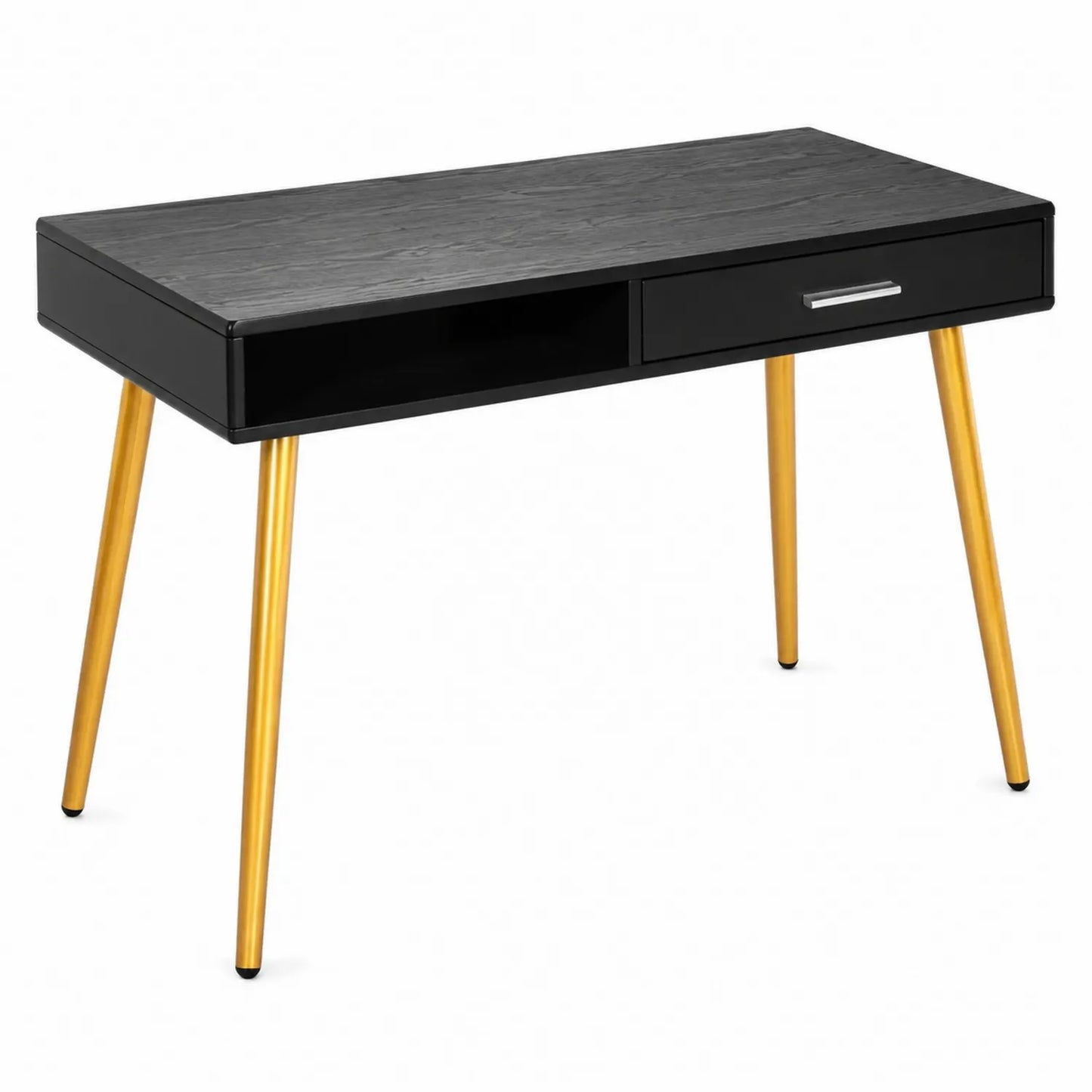 Schreibtisch Schwarz Metall und Holzwerkstoff 120cm x 60cm mit Schublade