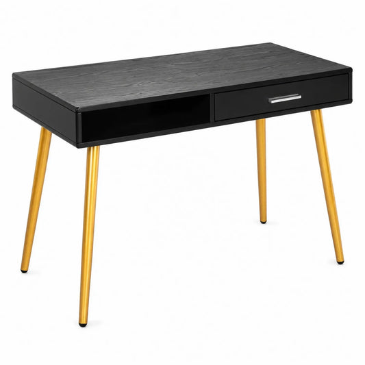 Schreibtisch Schwarz Metall und Holzwerkstoff 120cm x 60cm mit Schublade
