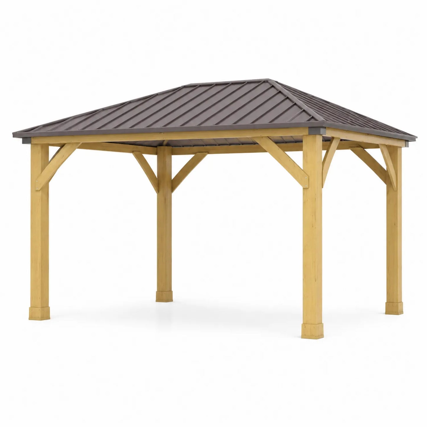 Holzpavillon mit Stahldach 300x300x280 cm Naturholz/Braun
