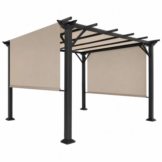 Aluminium Pavillon mit Polyester Sonnenschutz 400x300x250 cm Beige