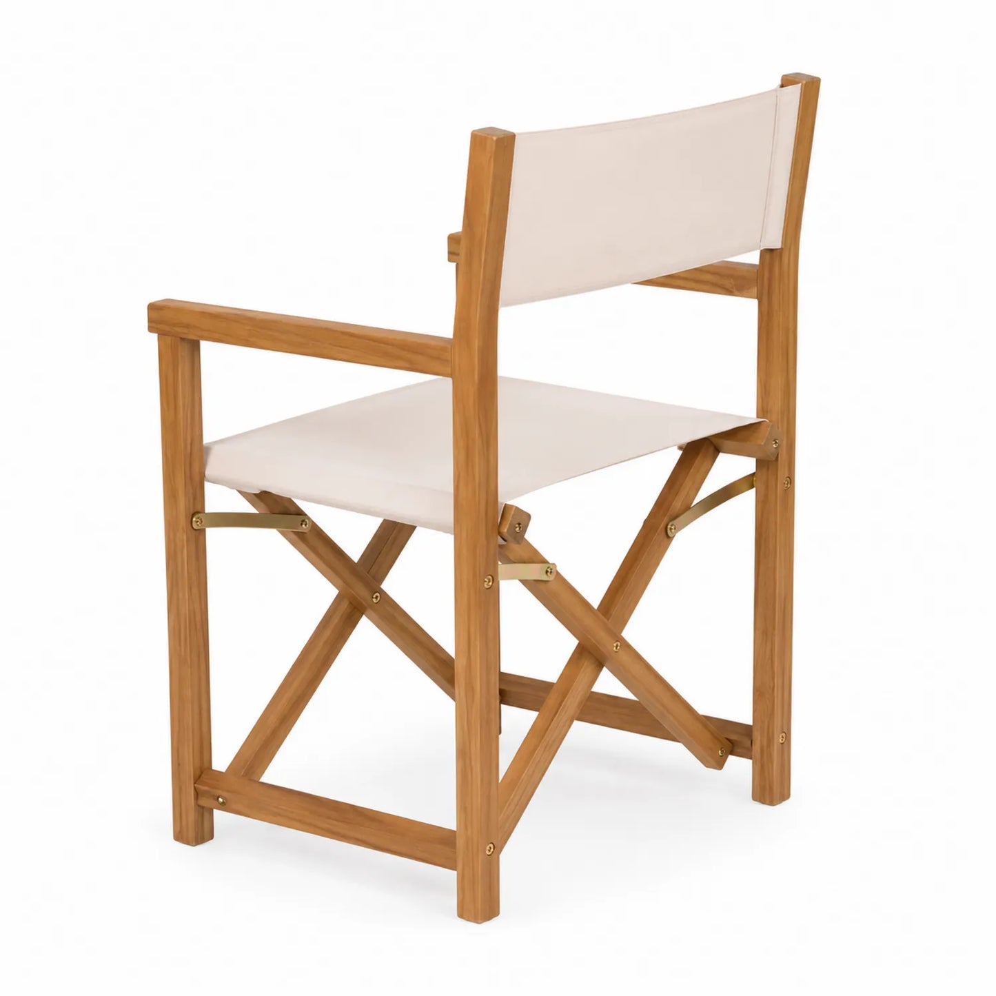 Klappstuhl aus Teakholz und Polyester Beige