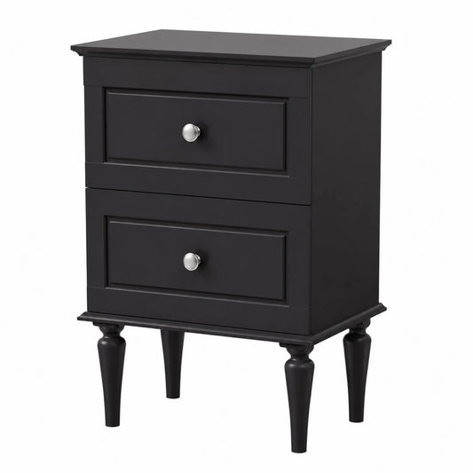 Schwarze Kommode mit 2 Schubladen aus Holz