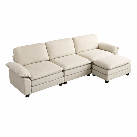 Ecksofa Stoff Beige L-Form 280 cm