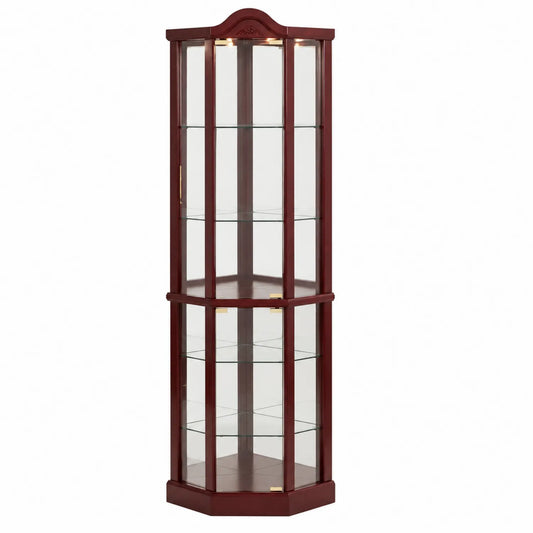 Eckvitrine aus Mahagoni mit Glasregalen