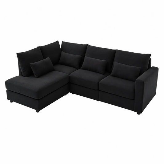 Ecksofa Set Schwarz Stoff 270x210x85 cm