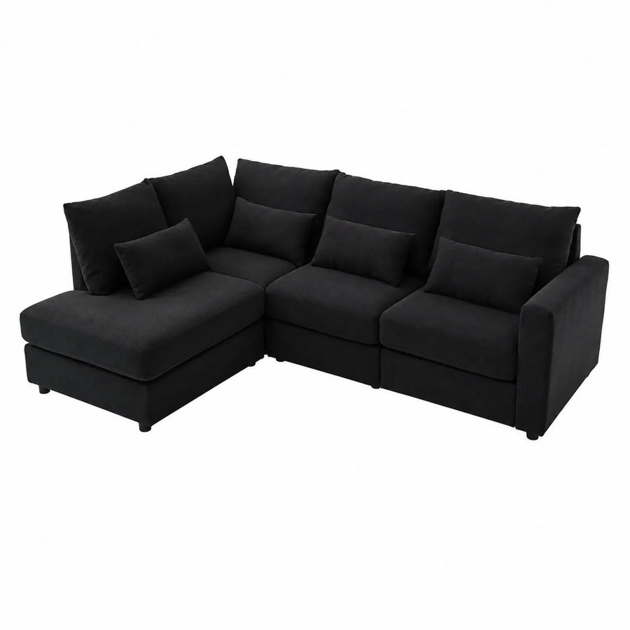 Ecksofa Set Schwarz Stoff 270x210x85 cm